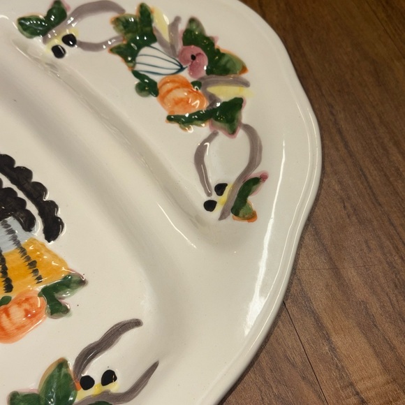 Vintage serving platter, turkey plate, three part serving...